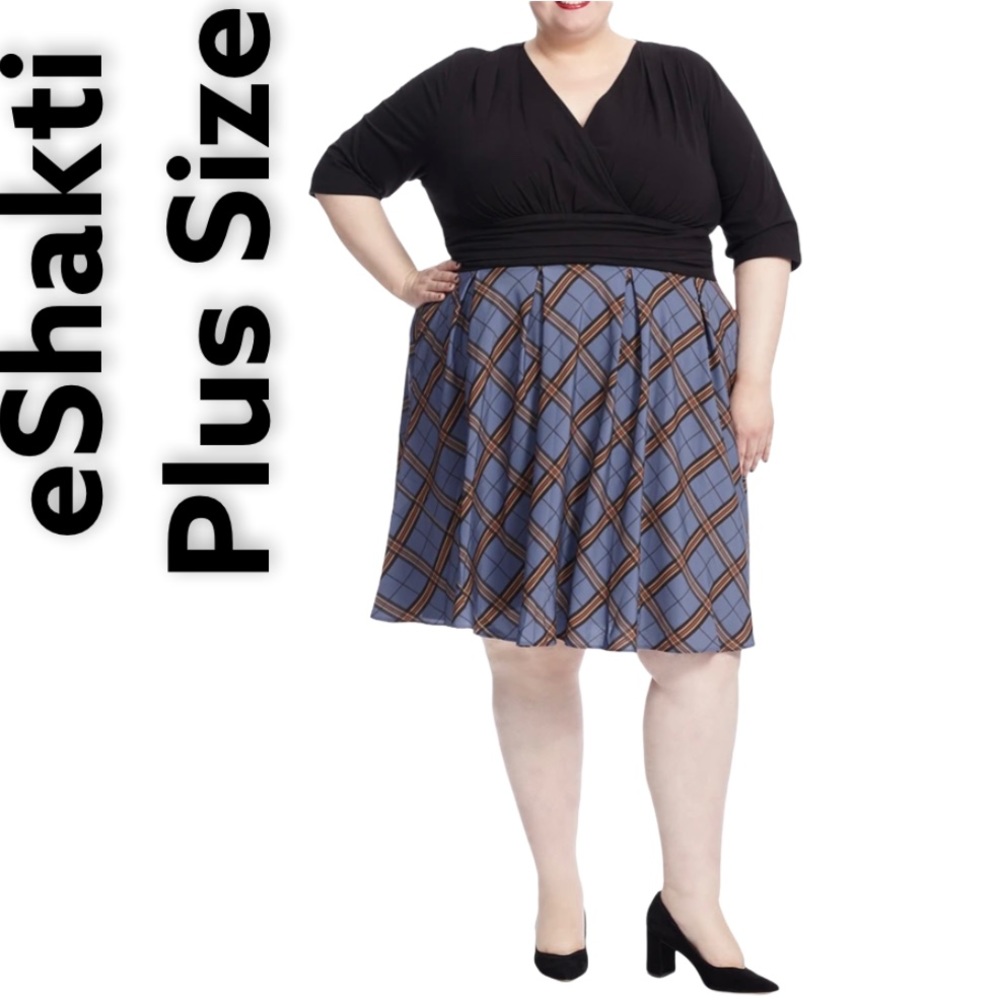 eShakti Plus Size Plaid Dress
